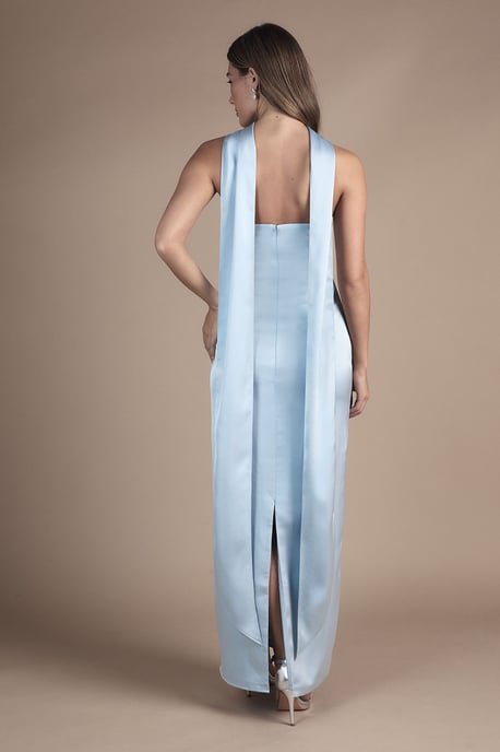 Oasis By Coast Bandeau Satin Bridesmaid Maxi Dress With Scarf - Image 3