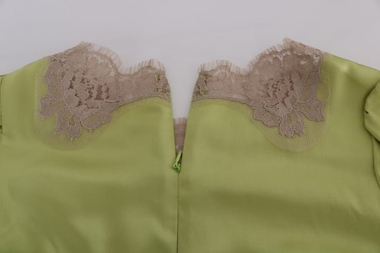 Limegroene Zijde Blouse met Kantafwerking - Image 4