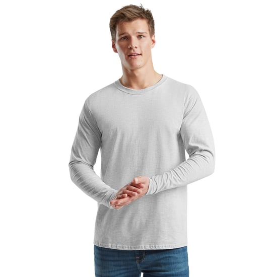 Fruit of the Loom Heren Iconic 195 Premium T-shirt met lange mouwen (Heide Grijs) - Image 4