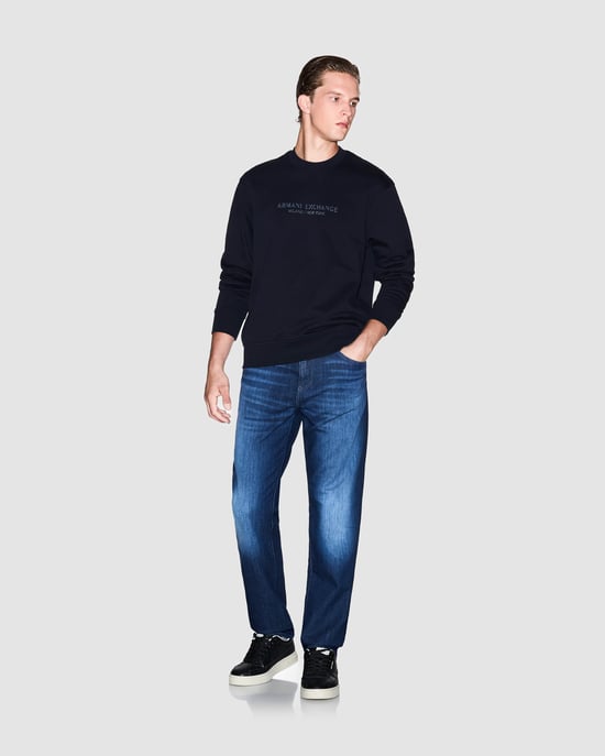 Mörkblå Crew Neck Sweatshirt - Image 4