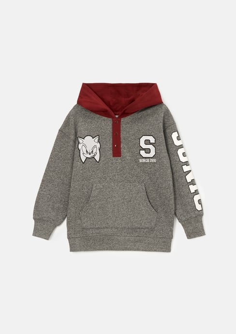 Sonic Grey Textured Mix Fabric Hoody - Image 1