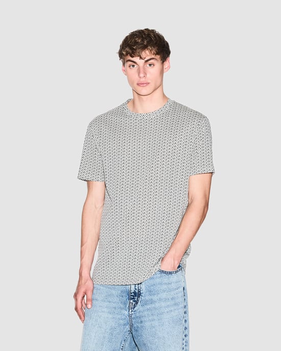 Patterned T-Shirt in White - Image 1