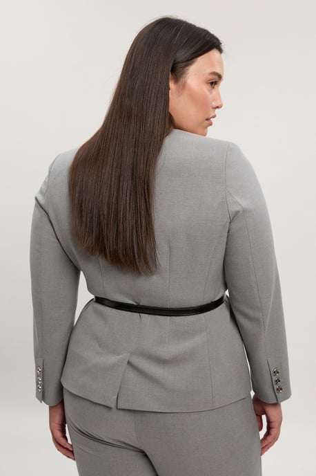 Plus Size Tailored Marl Belted Square Neck Blazer - Image 3