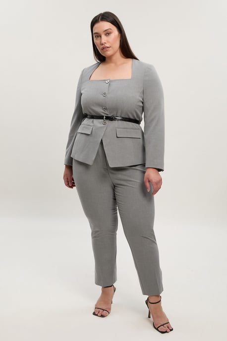 Plus Size Tailored Marl Belted Square Neck Blazer - Image 4