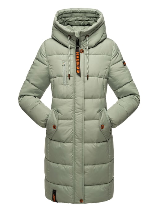 Marikoo women’s winter coat – Long quilted jacket with hood & pockets - Image 2