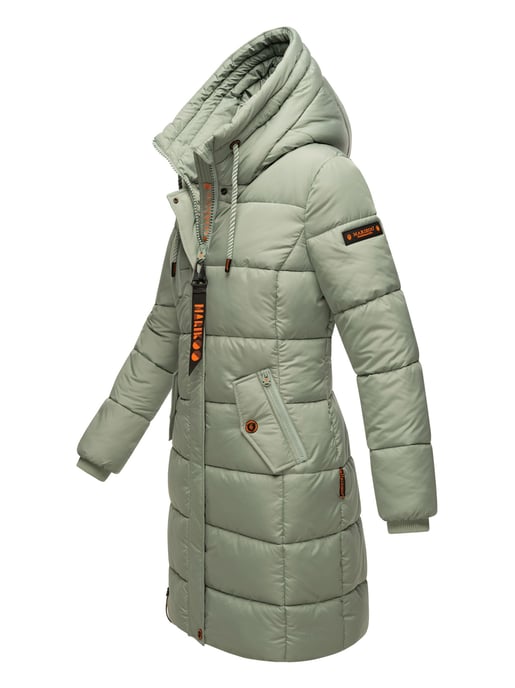 Marikoo women’s winter coat – Long quilted jacket with hood & pockets - Image 3