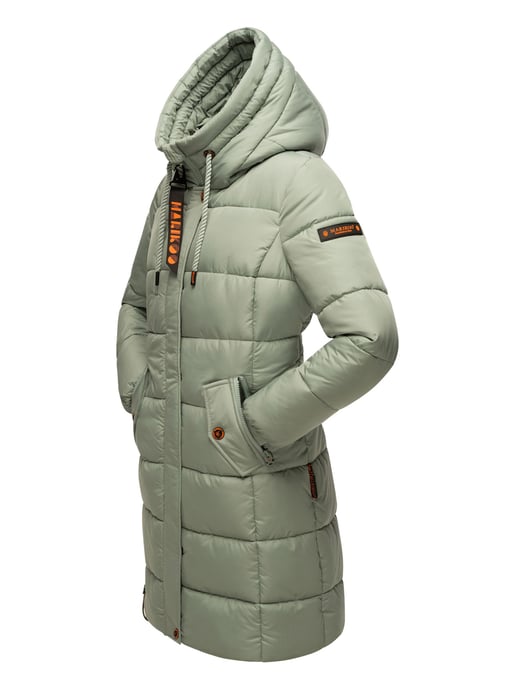 Marikoo women’s winter coat – Long quilted jacket with hood & pockets - Image 4