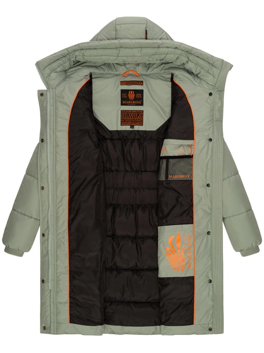 Marikoo women’s winter coat – Long quilted jacket with hood & pockets - Image 6