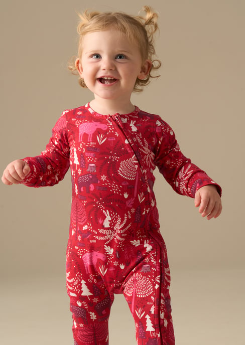 Frida Burgandy Scandi Print Babygrow - Image 2