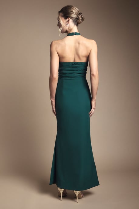 Halter Neck Gathered Waist Midaxi Bridesmaid Dress - Image 3