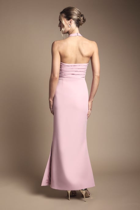 Halter Neck Gathered Waist Midaxi Bridesmaid Dress - Image 3