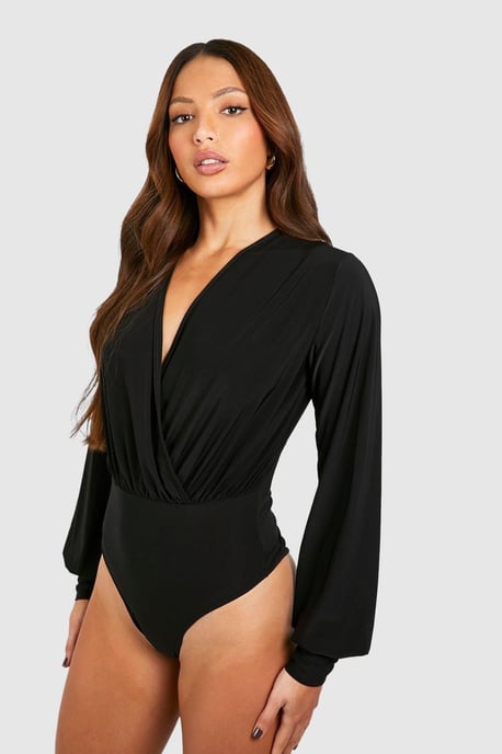 Tall Blouson Sleeve Wrap Bodysuit - Image 4