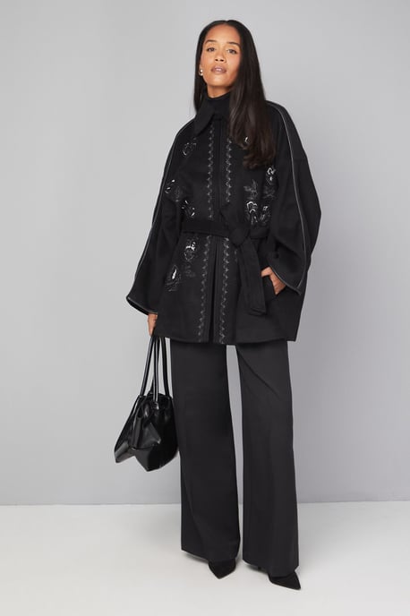 Embroidered Cape Coat - Image 2
