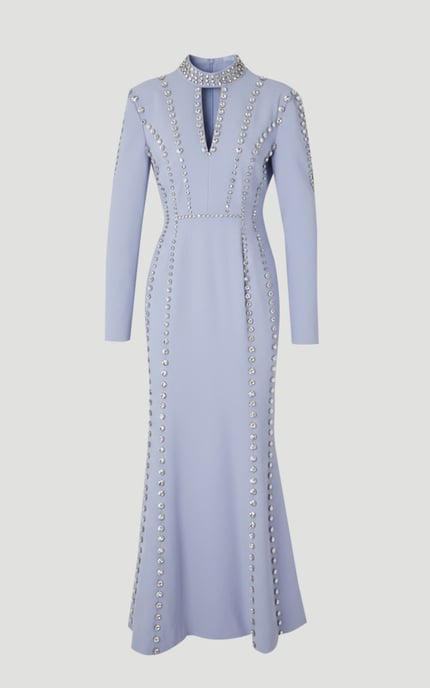 Petite Crystal Embellished Woven Plunge Maxi Dress - Image 4