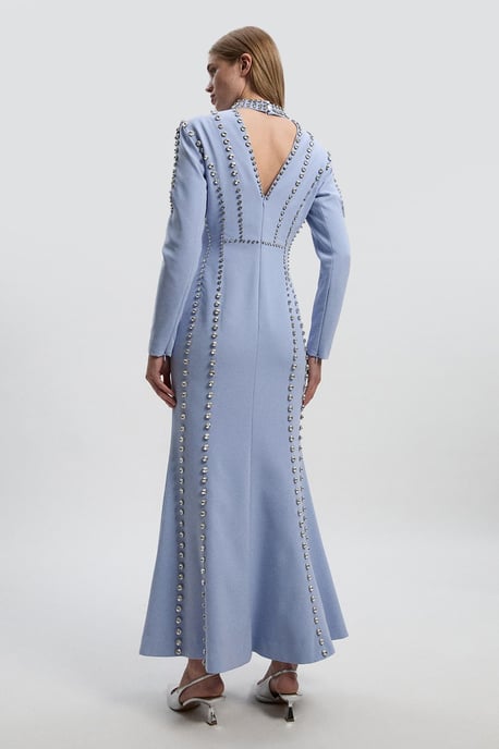 Petite Crystal Embellished Woven Plunge Maxi Dress - Image 5