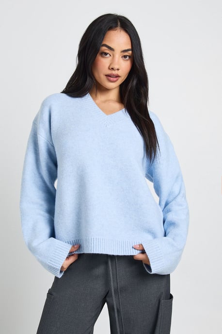 Oversized V Neck Knitted Jumper - Image 1
