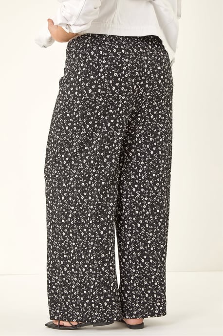 Curve Textured Print Wide Leg Trousers - Image 3