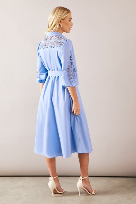 Petite Occasion Cotton Cutwork Detail Shirt Dress - Image 3