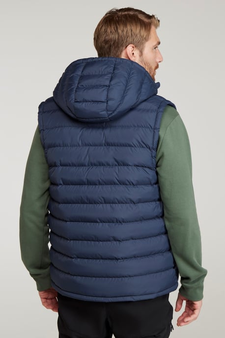 'Seasons' Men's Padded Gilet with Pockets Water Resistant Hooded Jacket Navy - Image 2