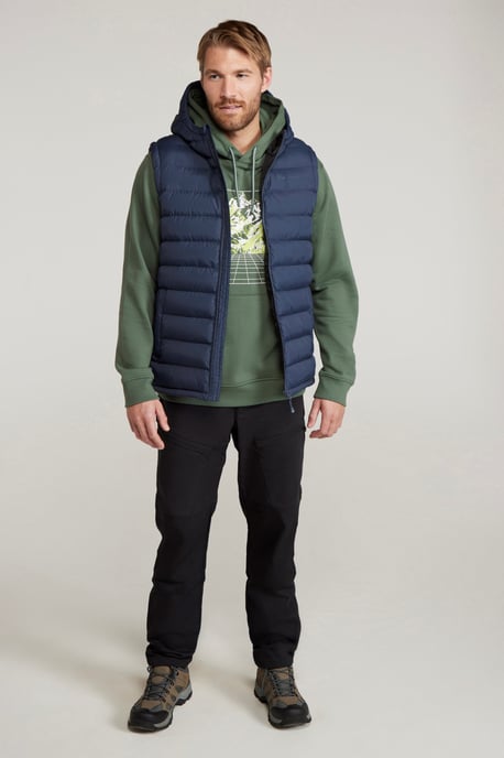 'Seasons' Men's Padded Gilet with Pockets Water Resistant Hooded Jacket Navy - Image 3