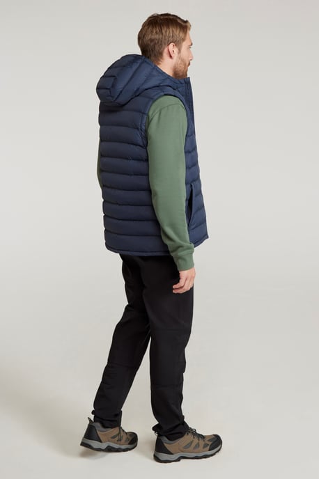 'Seasons' Men's Padded Gilet with Pockets Water Resistant Hooded Jacket Navy - Image 4