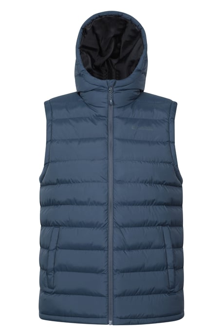 'Seasons' Men's Padded Gilet with Pockets Water Resistant Hooded Jacket Navy - Image 5