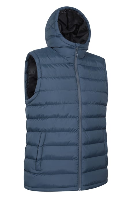 'Seasons' Men's Padded Gilet with Pockets Water Resistant Hooded Jacket Navy - Image 6