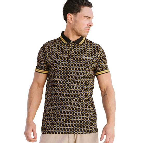 Lambretta Heren Geometrisch Poloshirt (Zwart/Goud) - Image 3