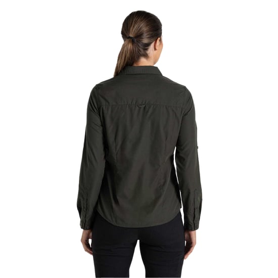 Craghoppers Dames Kiwi Langsleeve Shirt (Donkergroen Cedar) - Image 2