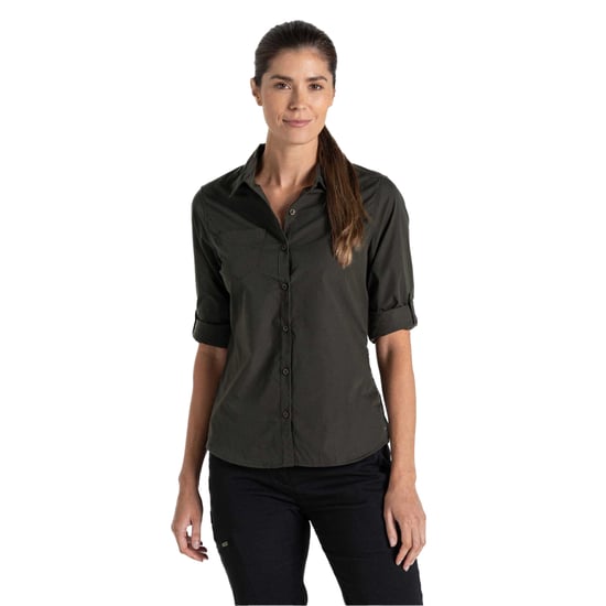 Craghoppers Dames Kiwi Langsleeve Shirt (Donkergroen Cedar) - Image 3