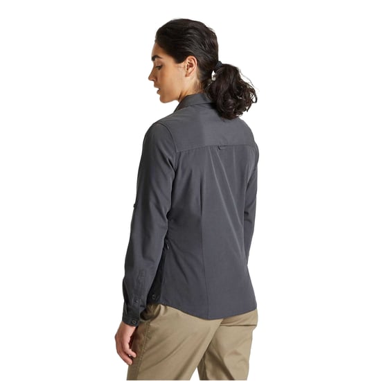 Craghoppers Dames Kiwi Lange Mouw Shirt (Carbon Grijs) - Image 2