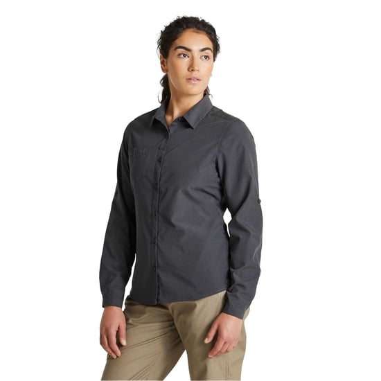 Craghoppers Dames Kiwi Lange Mouw Shirt (Carbon Grijs) - Image 3