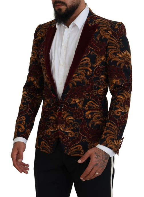 Baroque Print Velvet Blazer Model Kos2113 - Image 2