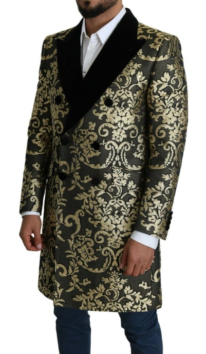 Brocade Dubbelzijdige Jas Goud en Zwart - Image 2