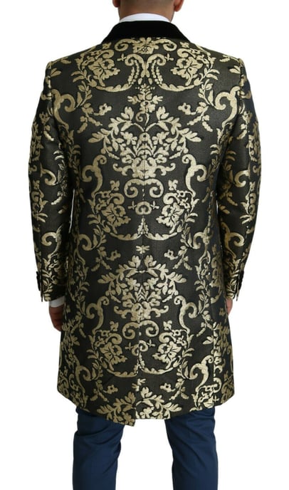 Brocade Dubbelzijdige Jas Goud en Zwart - Image 3