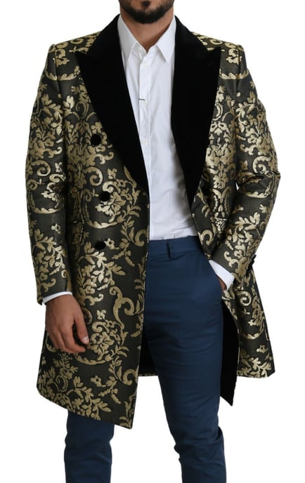 Brocade Dubbelzijdige Jas Goud en Zwart - Image 6