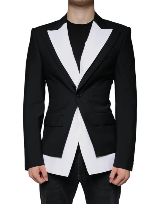 Kontrastdetaljer Blazer Svart Och Vit Jkt4073 - Image 2