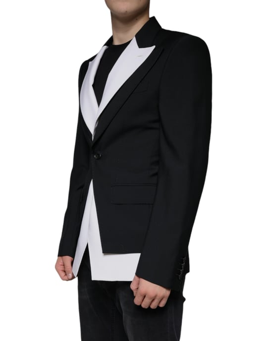 Kontrastdetaljer Blazer Svart Och Vit Jkt4073 - Image 3