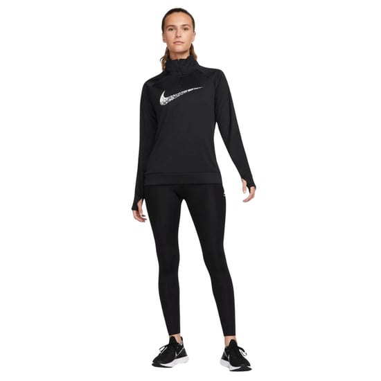 Nike Dri-fit Swoosh Hardlooptop Met Lange Mouwen In Zwart - Image 2