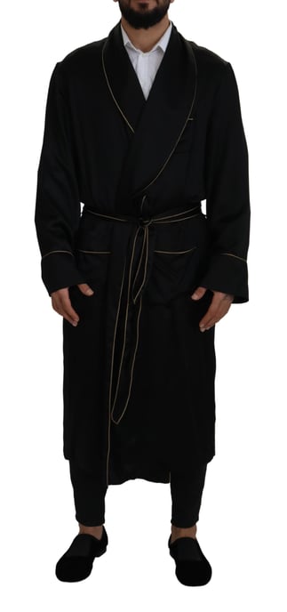 Silk Robe Gold Piping Detail - Image 1