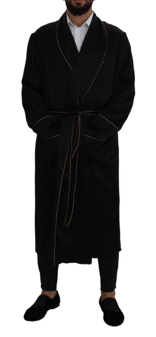 Silk Robe Gold Piping Detail - Image 4