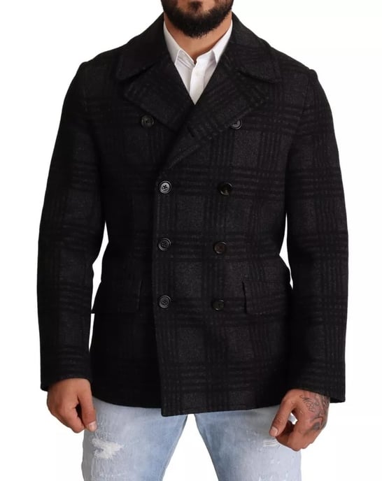 Dubbele Breasted Peacoat Ruitpatroon - Image 1