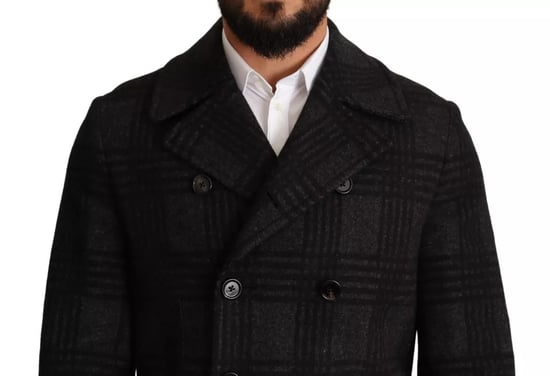 Dubbele Breasted Peacoat Ruitpatroon - Image 3