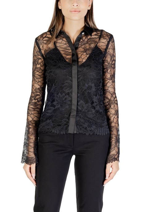 Kant Lange Mouw Knoop Blouse - Image 1