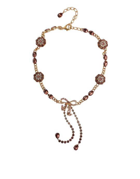 Crystal Embellished Necklace Bow Pendant - Image 1