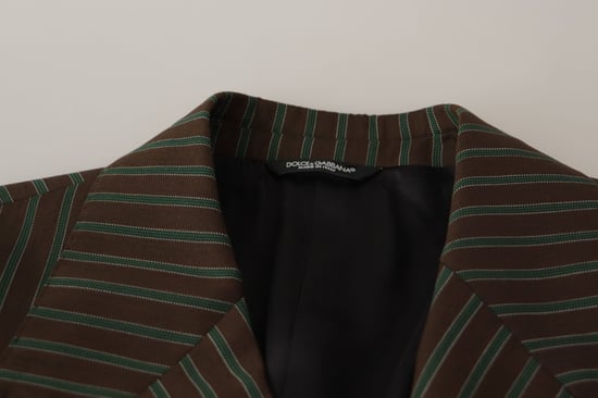 Double Breasted Blazerbrown Green Stripes - Image 6