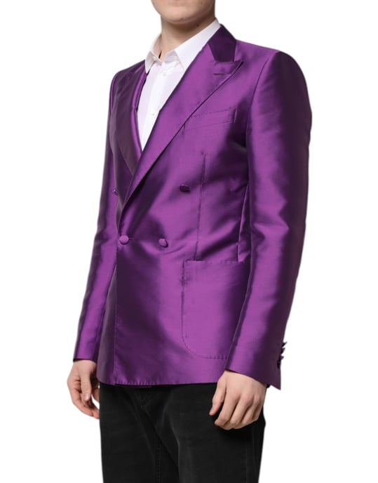 Double Breasted Silk Blazer - Image 3