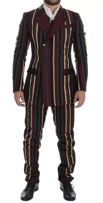 Multicolor Striped Suit Double Breasted Blazer - Image 1