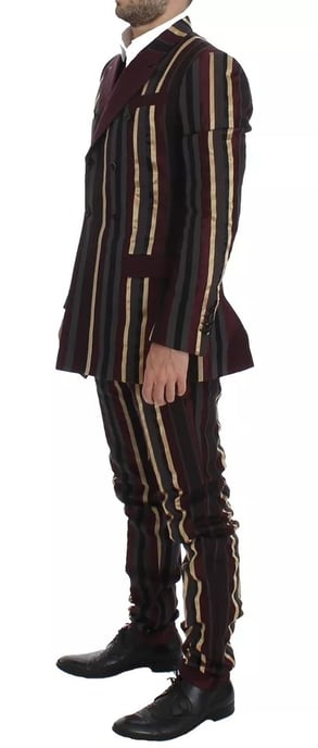 Multicolor Striped Suit Double Breasted Blazer - Image 2