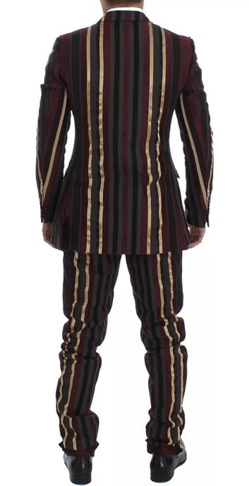 Multicolor Striped Suit Double Breasted Blazer - Image 3